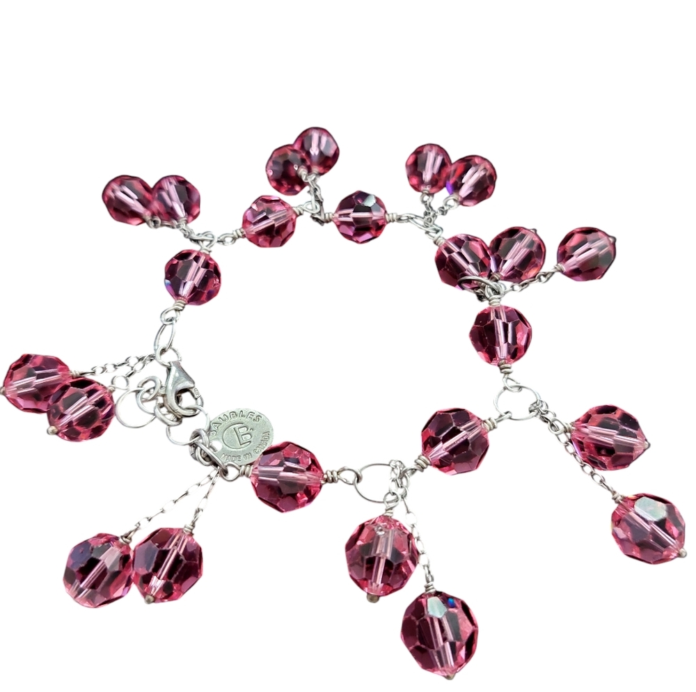 Sterling Pink Crystal Baubles Bracelet